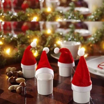 Mini Roșu Moș Crăciun Pălării Pălărie de Crăciun DIY Lollipop Capac de Folie Xmas Party Decor Acasă Petrecere Masă de Bomboane Decor Titular