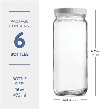 16 Oz Pahar de Suc de Sticlă cu Capac, Reutilizabile Stoarcere Suc de Sticlă, Sticlă de Băut Mason Stoarcere Sticla, de Călătorie Sticlă Sticlă de Apă