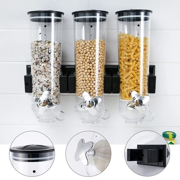 Montat Pe Perete Dispenser Cereale Sticlă Rezervor De Bucătărie Cutie De Depozitare Cereale Uscate De Cereale Alimentare Cutii Recipient Gustare Zahăr Nuci Bomboane Baril