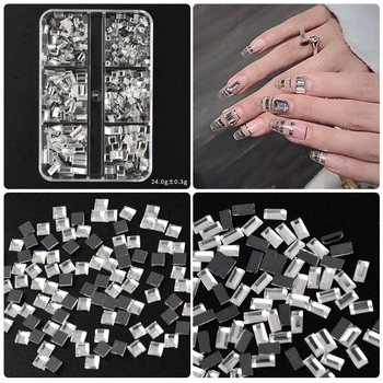 Strălucitoare de Cristal AB Nail Art Stras 3D Flatback Dreptunghi Pătrat de Sticlă Diamante Bijuterii de Unghii Ornamente DIY Manichiura Decoratiuni