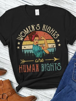Drepturile femeii Sunt Drepturi ale Omului Drepturile Civile Feminismul Tricouri Bumbac Vintage RBG Justiție Melanina Egalitatea Haine Femei Topuri