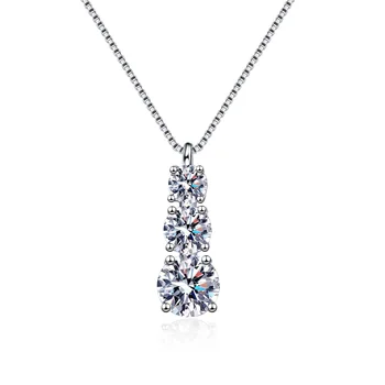EWYA Trendy Argint 925 Real 1.8 ct Moissanite Pandantiv Colier pentru Femei Aniversare Coliere de Diamante Bijuterii Fine Cadou